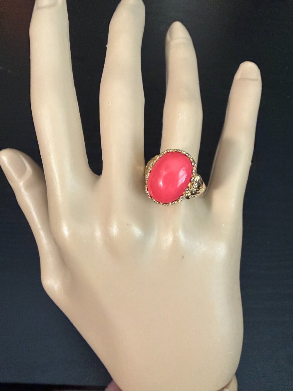 SETA Gold Coral Cocktail Ring - Picture 8 of 8